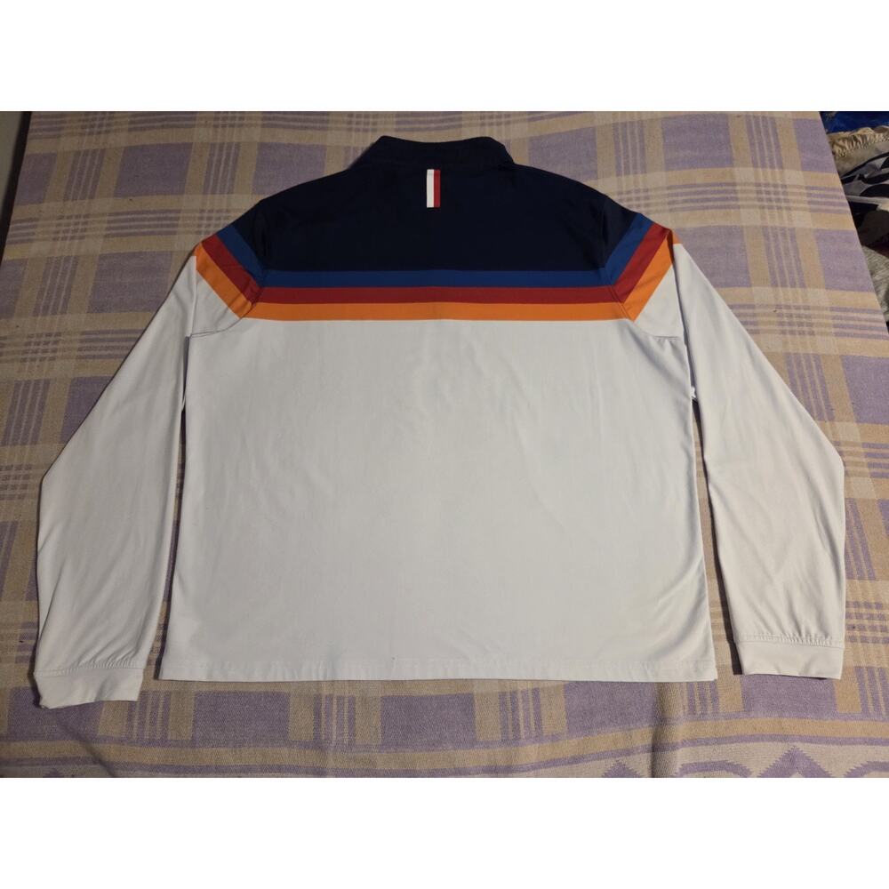 Rhoback Mens Performance Quarter Zip Q-Zip Size XL White Blue Red Orange Jacket - Picture 5 of 7